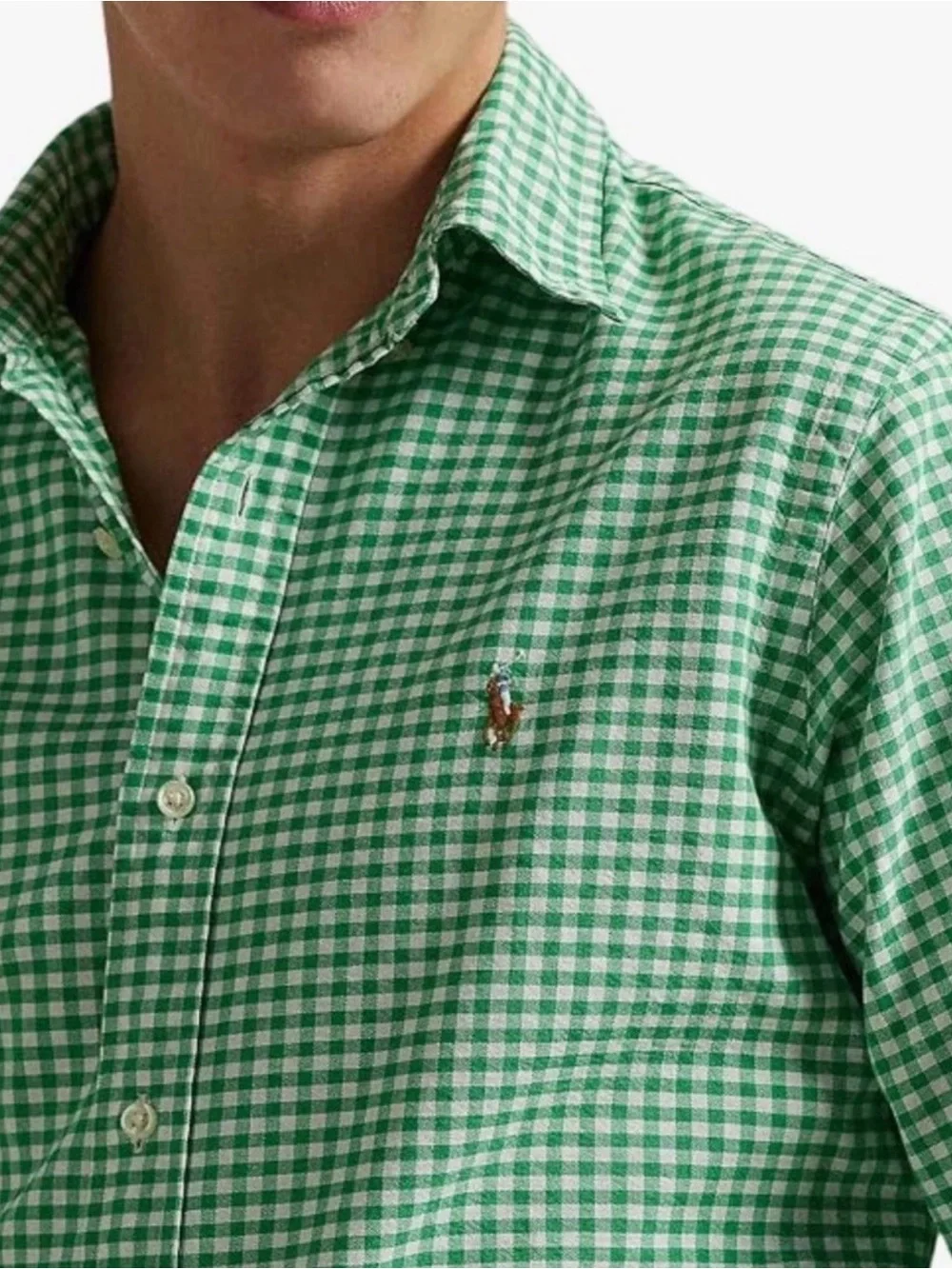 Polo Ralph Lauren Gingham Long Sleeves Button Down Shirt Green/White Sz XS NWT